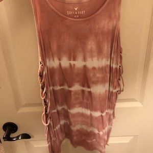 Tie dye tank top ties at the side